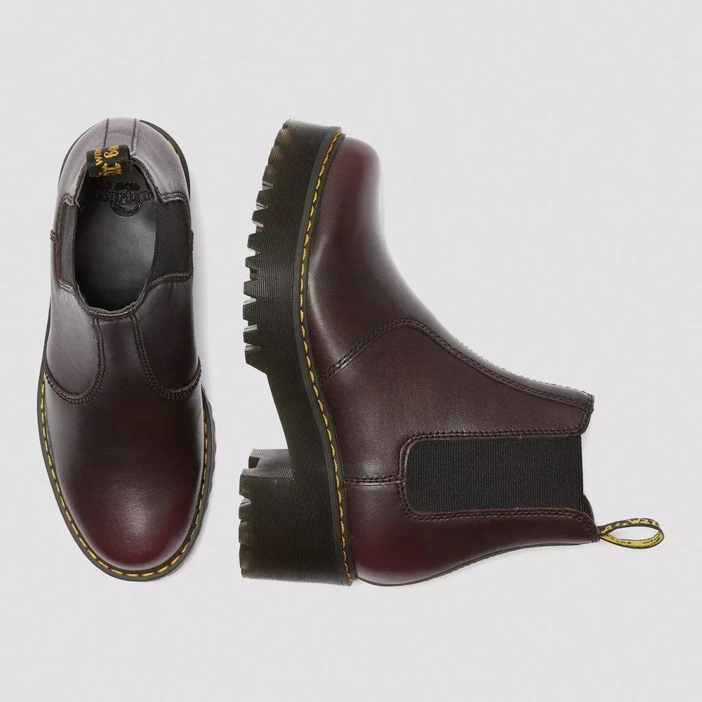 Dr. Martens Rometty Women's Vintage Leather Platform Chelsea in Burgundy